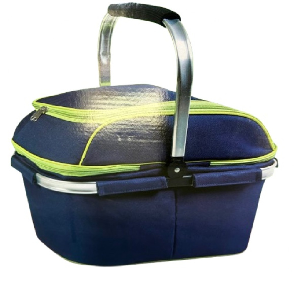 Eternal Lifestyle Insulated Folding Picnic Basket Navy Blue 18x11x14 Cooler Tote - Picture 3 of 17